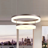 Minimalist Acrylic Led Chandelier Lamp - 2/3-Tier Circular Drop Pendant For Coffee Table / 2 Tiers