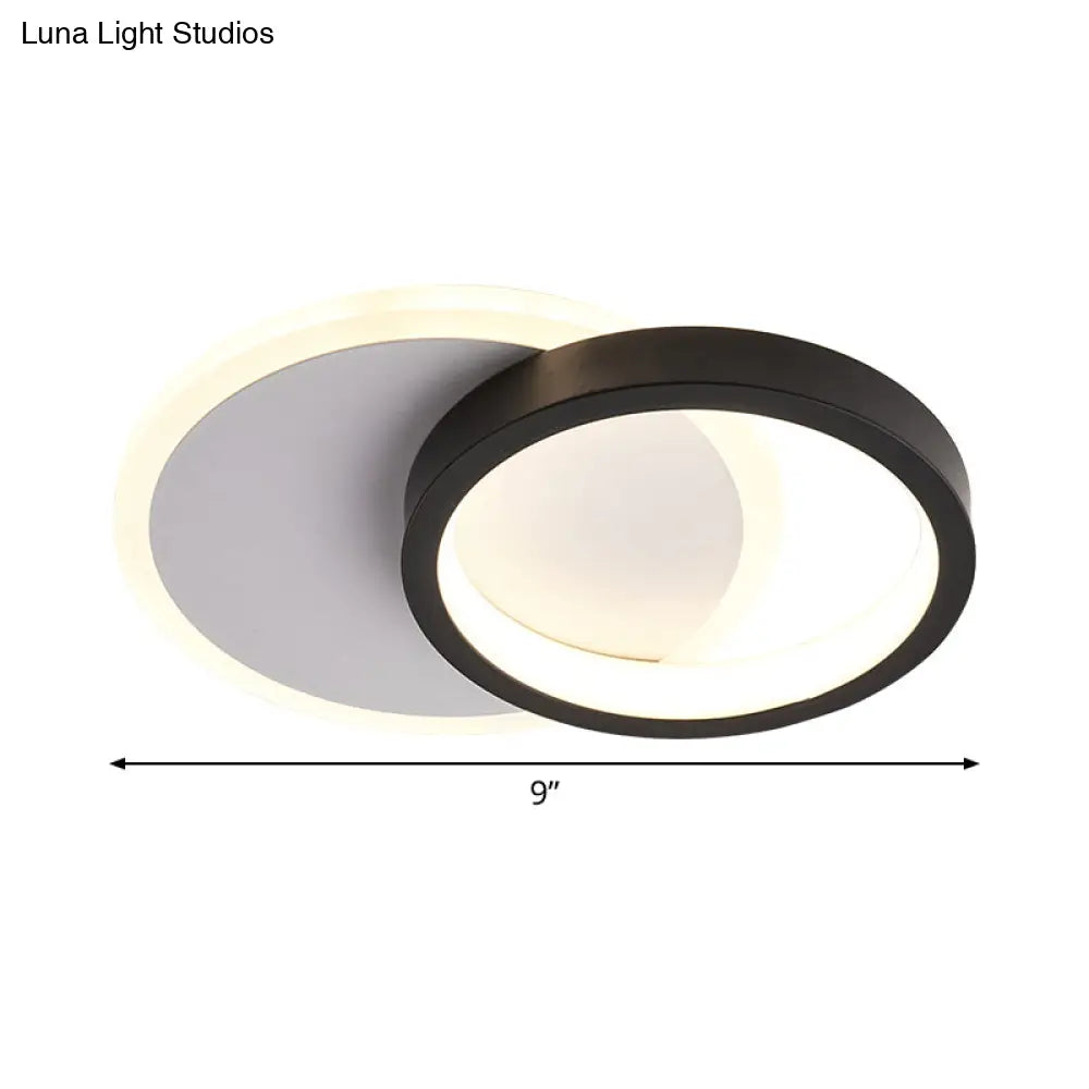 Minimalist Acrylic Led Flush Mount Ceiling Light With Ring - Panel Design