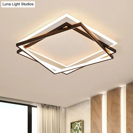 Minimalist Acrylic Led Flush Mount Light: Stacked Square Design In Black For Bedroom