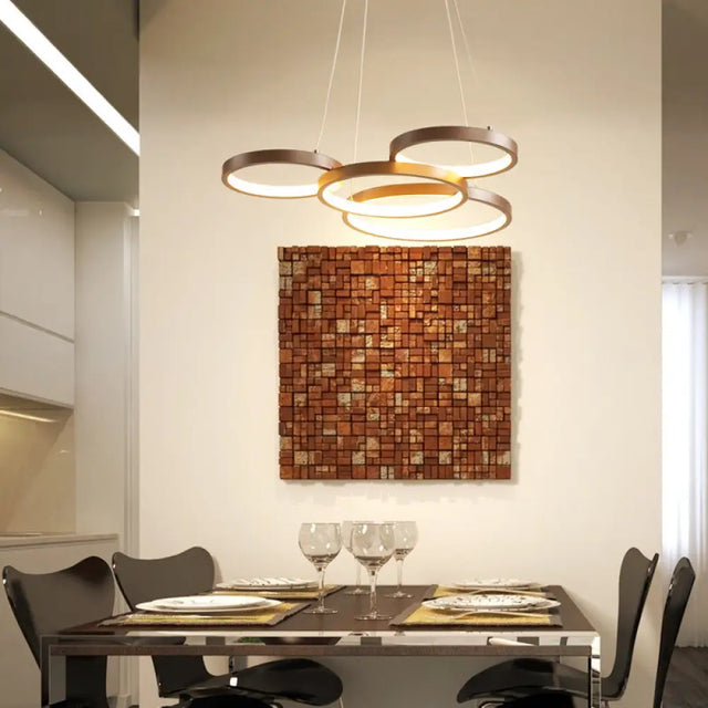 Minimalist Acrylic Led Pendant Chandelier - Coffee Ring Design With Warm/White Light