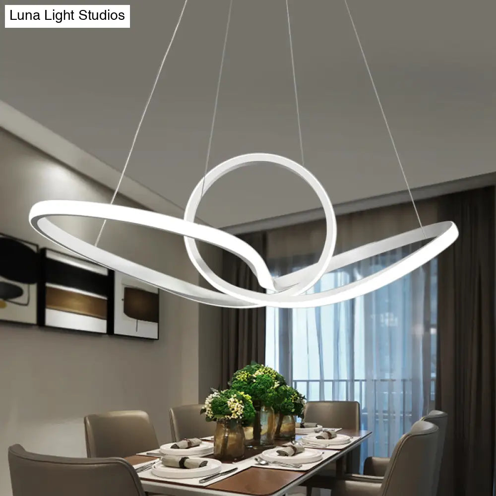 Minimalist Acrylic Led Pendant Chandelier - Seamless Curve Hanging Ceiling Light In Warm/White