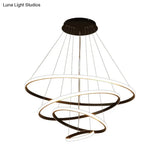 Minimalist Acrylic Living Room Led Pendant Chandelier - 3/4-Tier White/Coffee