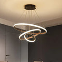 Minimalist Acrylic Living Room Led Pendant Chandelier - 3/4-Tier White/Coffee Coffee / 3 Tiers