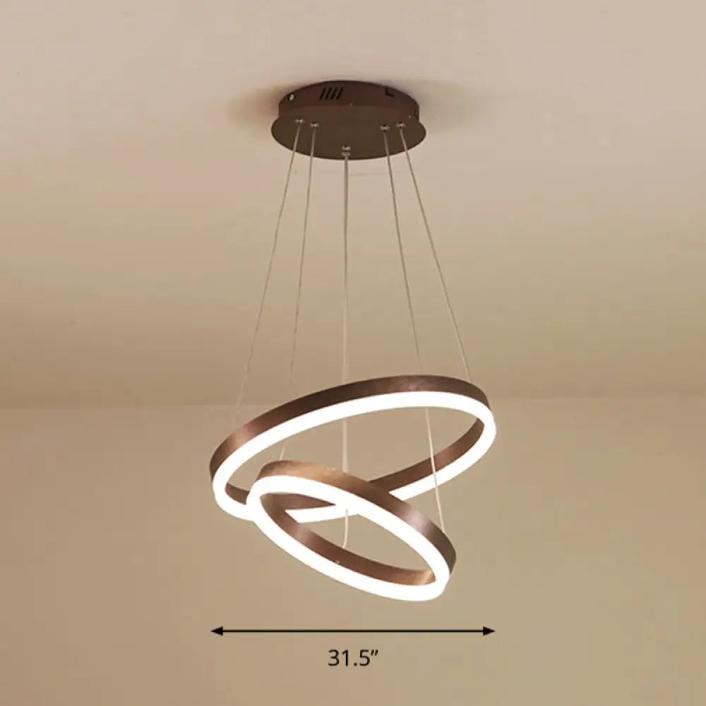 Minimalist Acrylic Loop Chandelier Led Suspension Light - Elegant Coffee Finish / 2 Tiers 31.5’