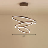 Minimalist Acrylic Loop Chandelier Led Suspension Light - Elegant Coffee Finish / 3 Tiers 23.5’