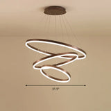 Minimalist Acrylic Loop Chandelier Led Suspension Light - Elegant Coffee Finish / 3 Tiers 31.5’