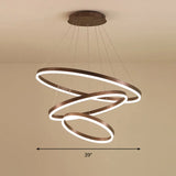 Minimalist Acrylic Loop Chandelier Led Suspension Light - Elegant Coffee Finish / 3 Tiers 39’