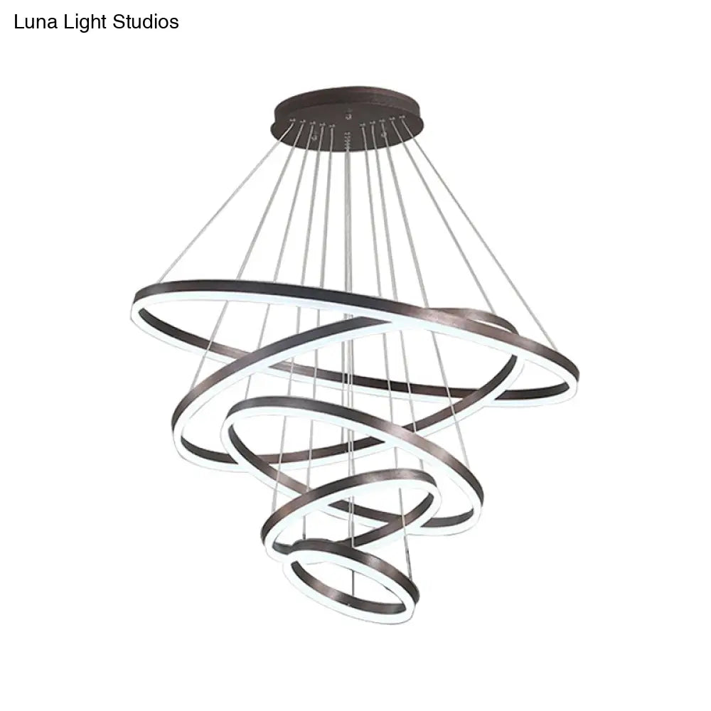 Minimalist Acrylic Loop Chandelier Led Suspension Light - Elegant Coffee Finish