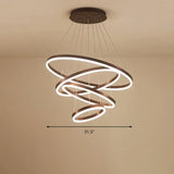 Minimalist Acrylic Loop Chandelier Led Suspension Light - Elegant Coffee Finish / 4 Tiers 31.5’