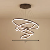 Minimalist Acrylic Loop Chandelier Led Suspension Light - Elegant Coffee Finish / 4 Tiers 39’