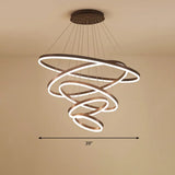 Minimalist Acrylic Loop Chandelier Led Suspension Light - Elegant Coffee Finish / 5 Tiers 39’