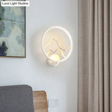 Minimalist Acrylic Ring Wall Lamp With Led White/Black Mountain Shade