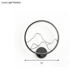 Minimalist Acrylic Ring Wall Lamp With Led White/Black Mountain Shade