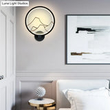 Minimalist Acrylic Ring Wall Lamp With Led White/Black Mountain Shade