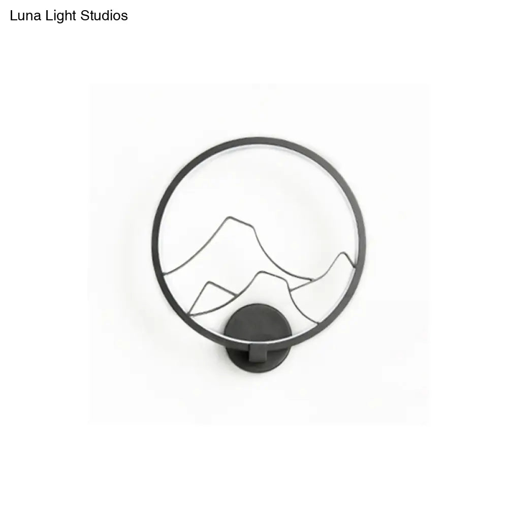 Minimalist Acrylic Ring Wall Lamp With Led White/Black Mountain Shade