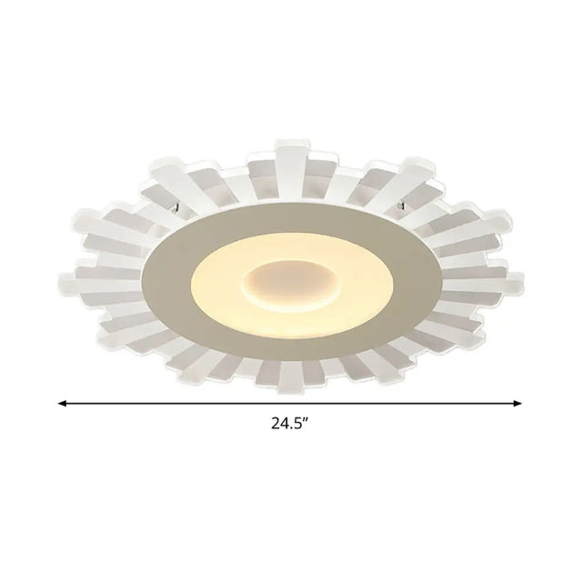Minimalist Acrylic Sun Ceiling Light: Led Flush Mount 3 Light Options 16.5-24.5 Wide White Finish