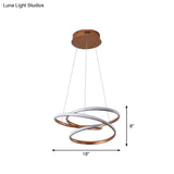 Minimalist Aluminum Led Coffee Twisted Linear Chandelier Pendant Ceiling Light In Warm/White