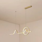 Minimalist Aluminum Led Dining Room Pendant Lamp Curve Art Island Lighting Gold / Warm