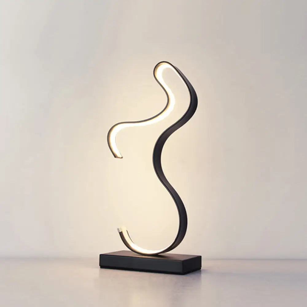 Minimalist Aluminum Led Table Light For Living Room With Line Art Night Lighting Black / 3 Color