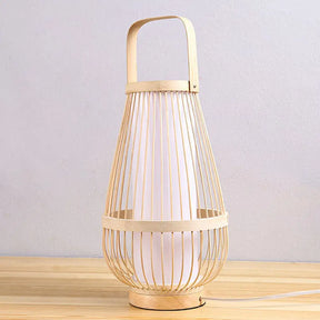 Minimalist Bamboo Table Lamp: Basket Shape 1 Head Wood Nightstand Light For Restaurants