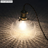 Minimalist Barn Shaped Glass Pendant Light With Clear Ribbed Design - Brass Suspension (1 Head)