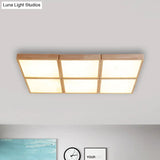 Minimalist Beige Geometric Flush Mount Ceiling Light With Acrylic Diffuser - 4/6 Lights