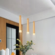 Minimalist Beige Multi-Pendant Dining Room Light With Square Wood Shades - 3/5 Heads 3 /
