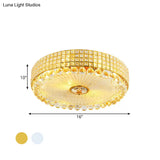 Minimalist Beveled Crystal Led Ceiling Light Silver/Gold Flush Mount Circle 16/23.5 Inch Dia
