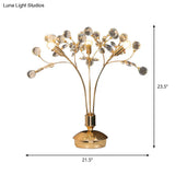 Minimalist Beveled Crystal Nightstand Lamp - 3-Light Gold Desk Lighting With Pedestal