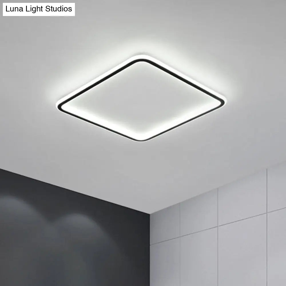 Minimalist Black Aluminum Led Ceiling Lamp In 3 Sizes: Slim Flush Mount For Stylish Bedroom Lighting