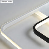 Minimalist Black And White Led Ceiling Light With Remote Control Stepless Dimming - 16’/19.5’ Wide