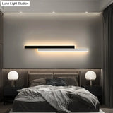 Minimalist Black And White Linear Led Wall Light - Modern Metal Flush Mount Sconce For Corridor