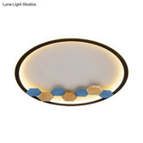 Minimalist Black Ceiling Mounted Led Flush Lamp With Leaf/Geometric Deco - Round/Square Design
