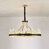 Minimalist Black Crystal Pendant Chandelier For Living Room Décor / 1 Tier 39.5’’