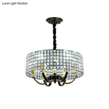 Minimalist Black Drum Chandelier Pendant Light With Crystal Embellishments - 6-Light Dining Room