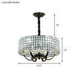 Minimalist Black Drum Chandelier Pendant Light With Crystal Embellishments - 6-Light Dining Room