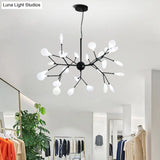 Minimalist Black Finish Led Firefly Hanging Lamp - Acrylic Pendant Chandelier Light