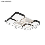 Minimalist Black Flush Mount Led Ceiling Light Square Design 16’/19.5’ Width Aluminum & Acrylic