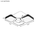 Minimalist Black Flush Mount Led Ceiling Light Square Design 16’/19.5’ Width Aluminum & Acrylic