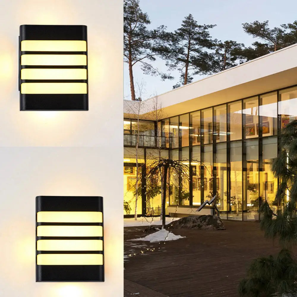Minimalist Black Geometrical Acrylic Wall Sconce Light With Led For Courtyard / Warm D