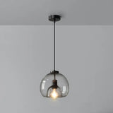 Minimalist Black Glass Pendant Light For Modern Dining Rooms / Round