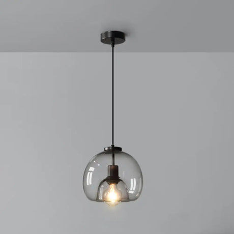 Minimalist Black Glass Pendant Light For Modern Dining Rooms / Round