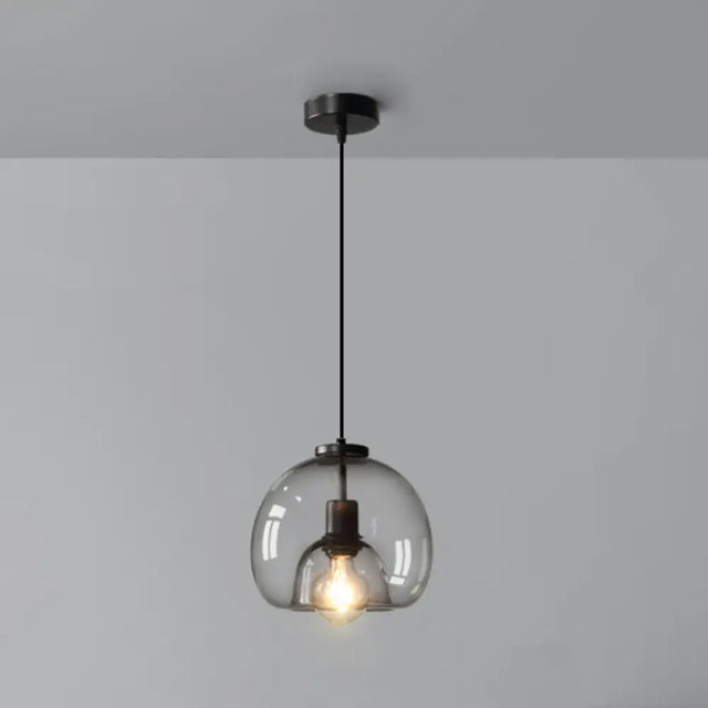 Minimalist Black Glass Pendant Light For Modern Dining Rooms / Round