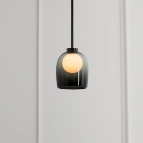 Minimalist Black Glass Pendant Lighting - Bell And Ball Design | Ideal Hanging Lamp For Dining Room