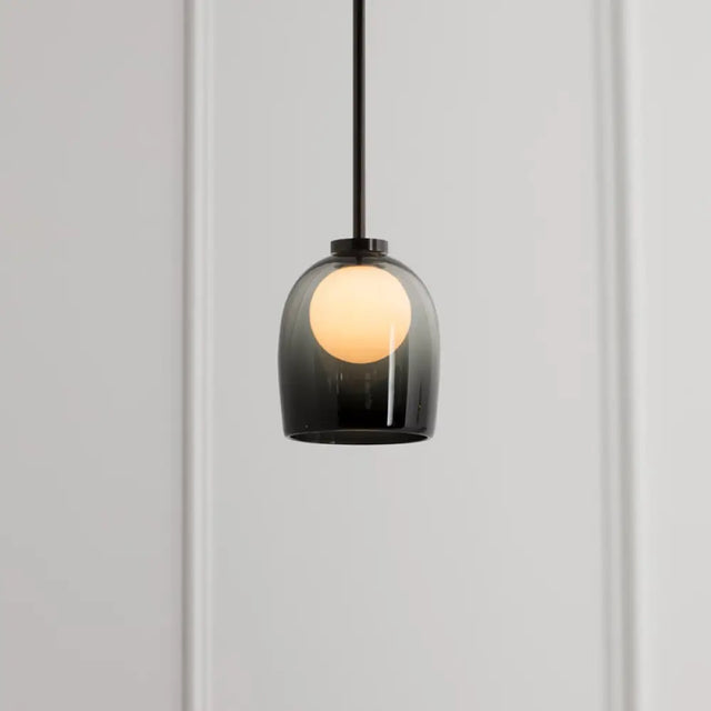 Minimalist Black Glass Pendant Lighting - Bell And Ball Design | Ideal Hanging Lamp For Dining Room