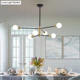 Minimalist Black Glass Sphere Hanging Pendant Light For Modern Living Rooms