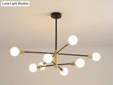 Minimalist Black Glass Sphere Hanging Pendant Light For Modern Living Rooms