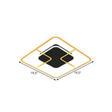 Minimalist Black & Gold Led Ceiling Light With Metal Square Frame 16/19.5 Width