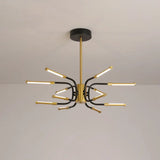 Black-Gold U-Shape Chandelier: Minimalist 12-Head Metallic Ceiling Lamp In Warm/White Light
