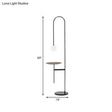 Minimalist Black Iron Stand Desk Lamp With White Glass Shade